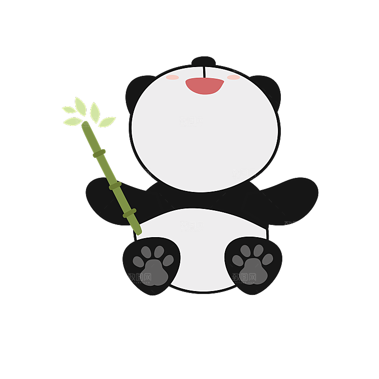 卡通国宝大熊猫水墨国潮熊猫动物PNG素材
