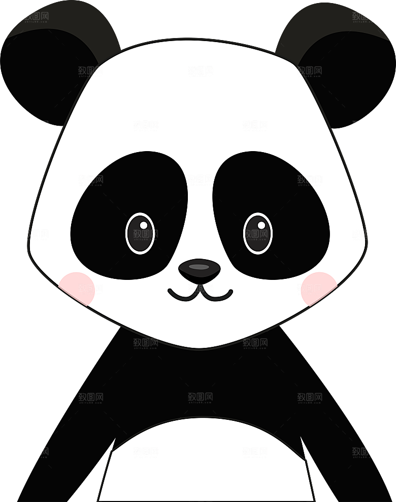卡通国宝大熊猫水墨国潮熊猫动物PNG素材