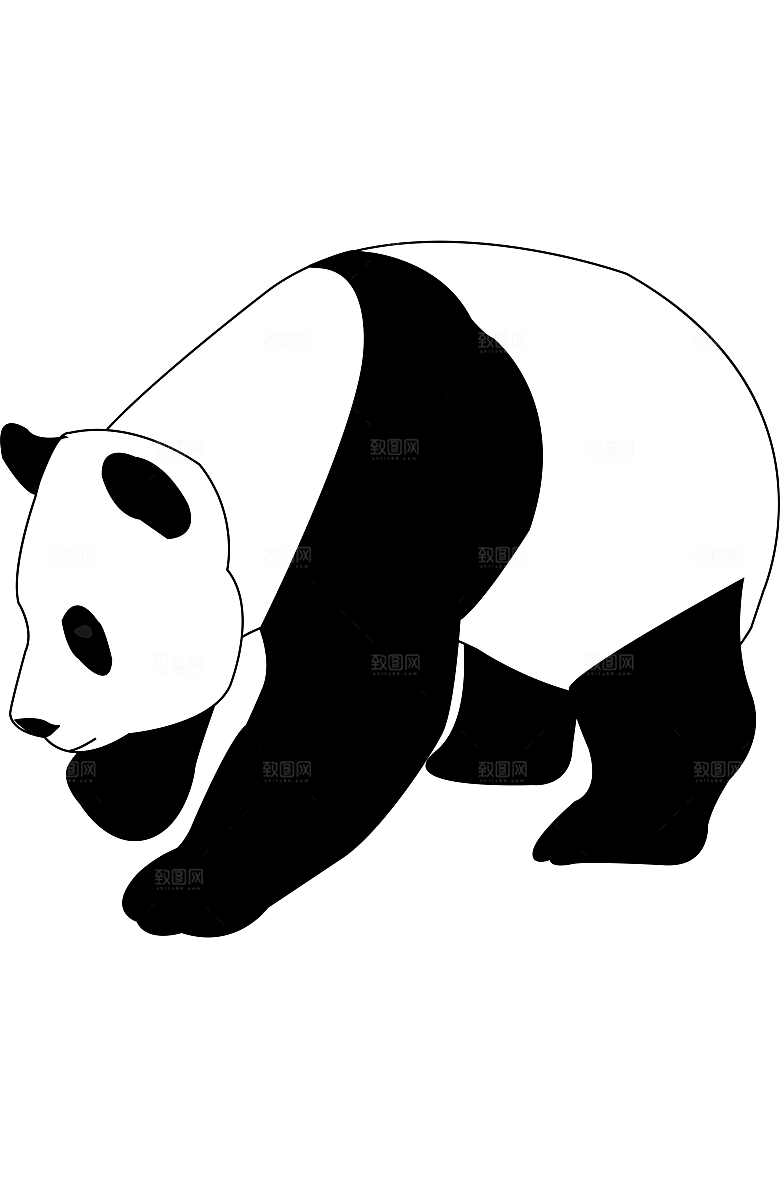 卡通国宝大熊猫水墨国潮熊猫动物PNG素材