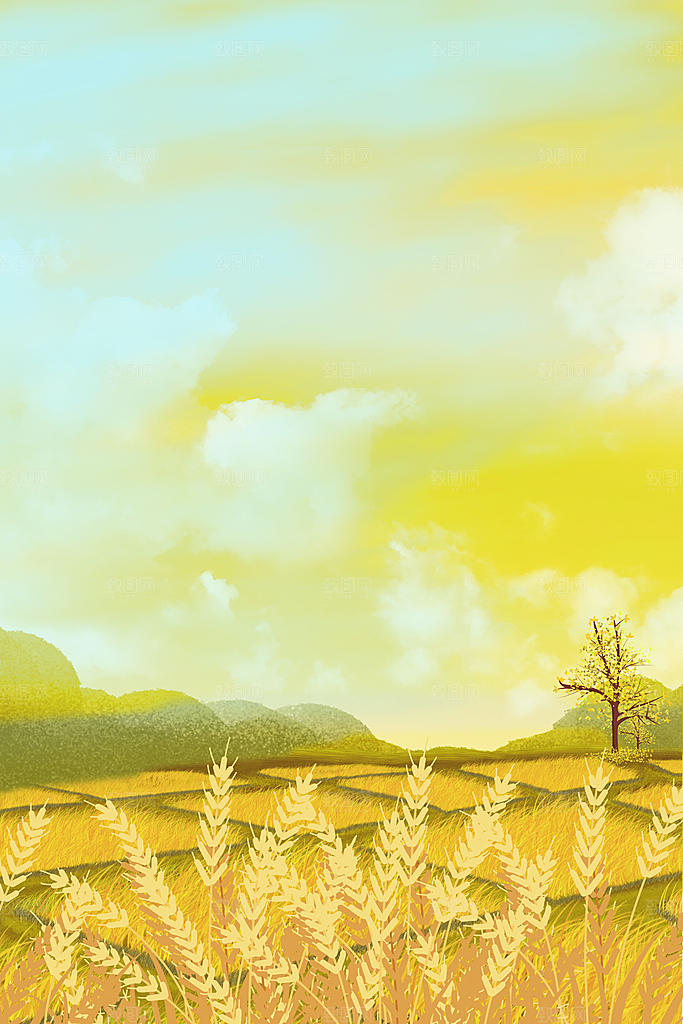 秋季风景秋天落叶卡通插画