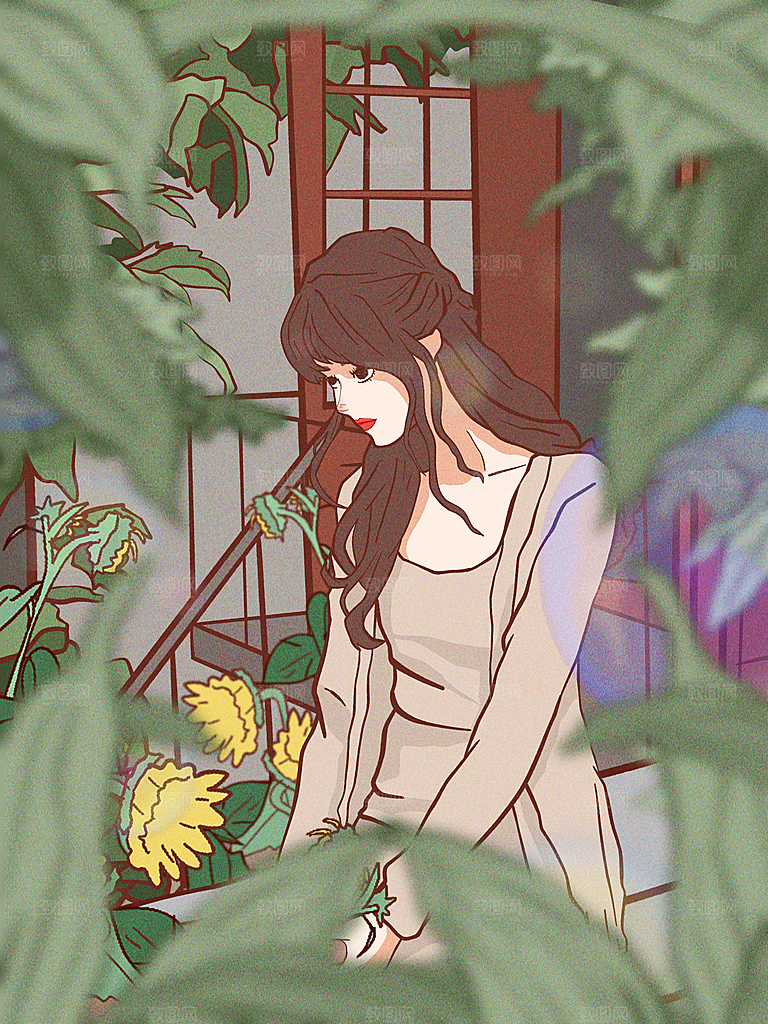 卡通手绘你好四月春季踏青郊游小清新插画
