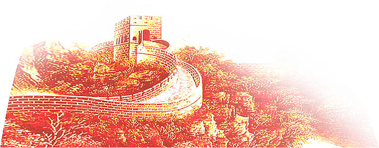 卡通线描万里长城山海嘉峪关剪影PNG素材