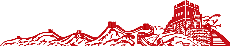 卡通线描万里长城山海嘉峪关剪影PNG