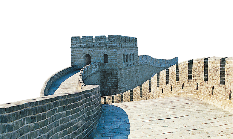 卡通线描万里长城山海嘉峪关剪影PNG素材