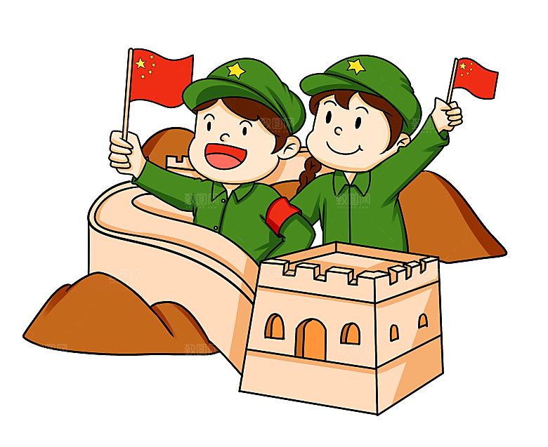 卡通线描万里长城山海嘉峪关剪影PNG素材