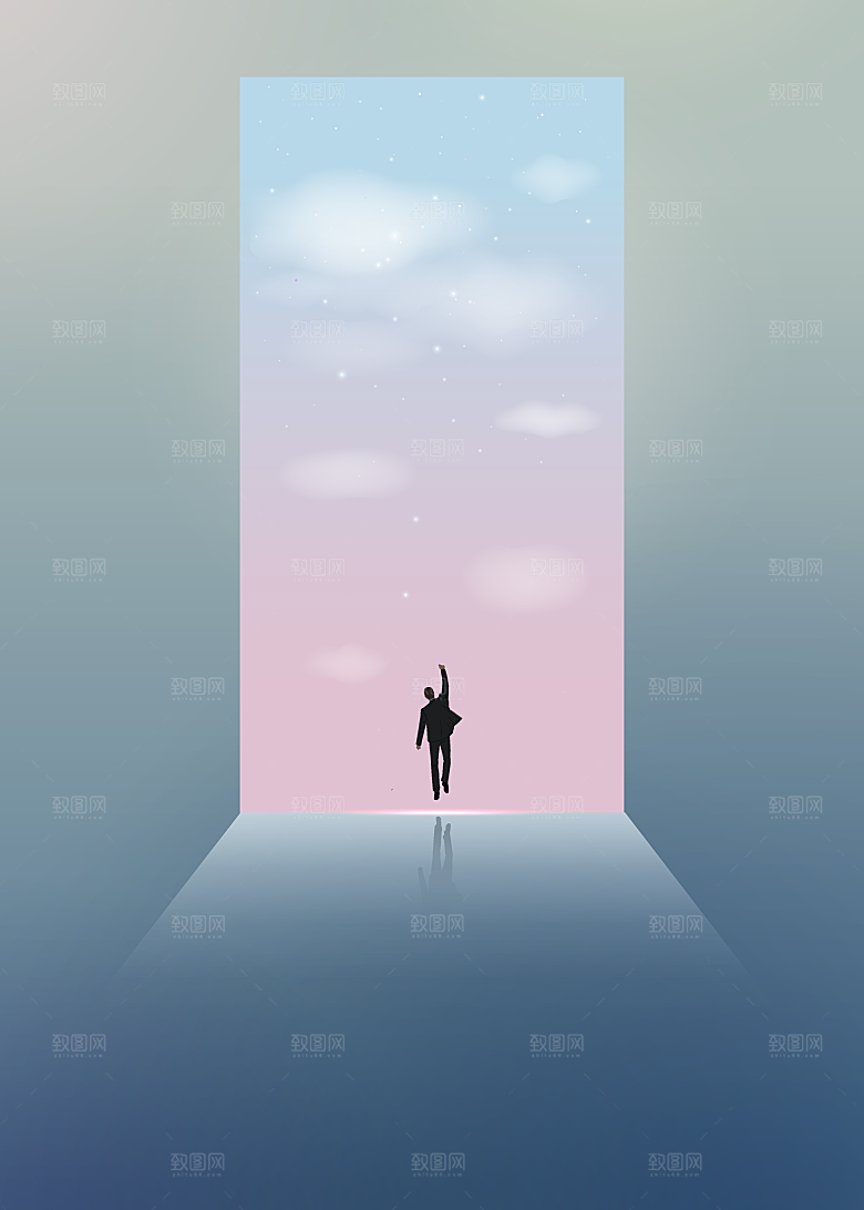 简约游戏场景剪影背景海报