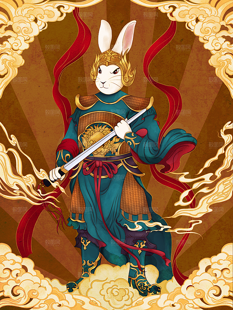 兔年新年卡通手绘插画设计