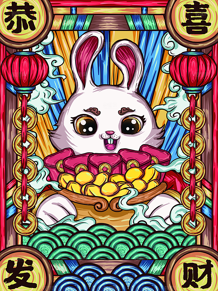 创意兔子手绘卡通插画