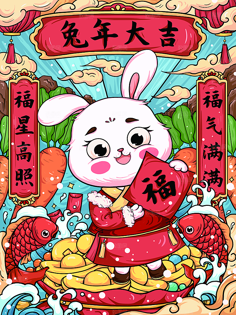 创意兔子手绘卡通插画