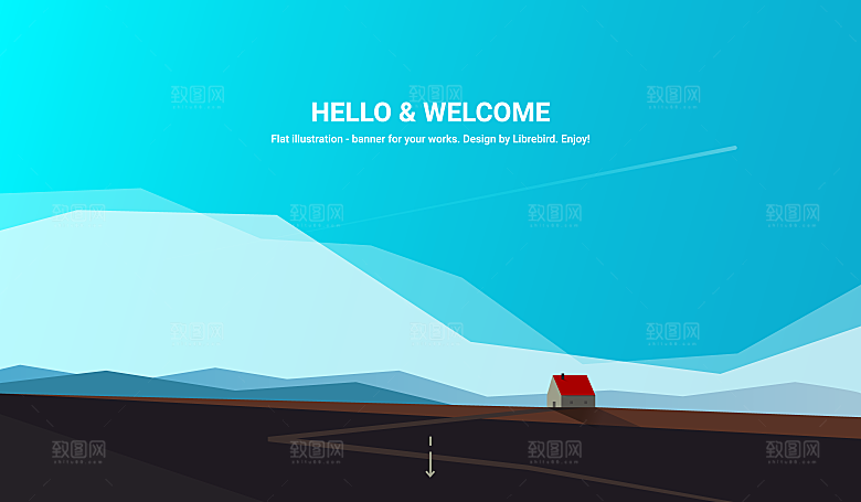 简约风景场景游戏剪影插画