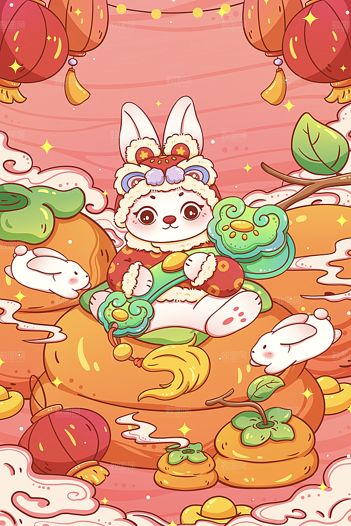中国风创意新年兔子插画