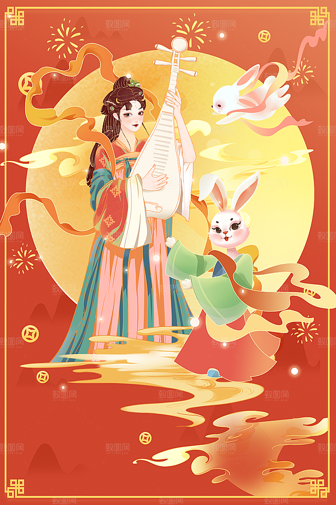 中国风兔子新年插画