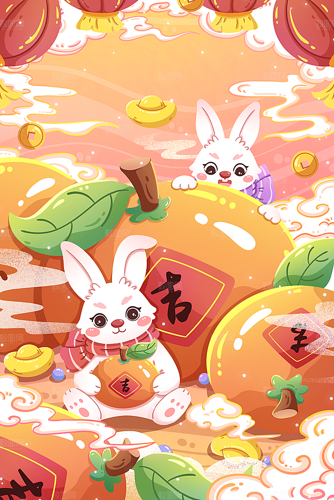 中国风兔子新年插画