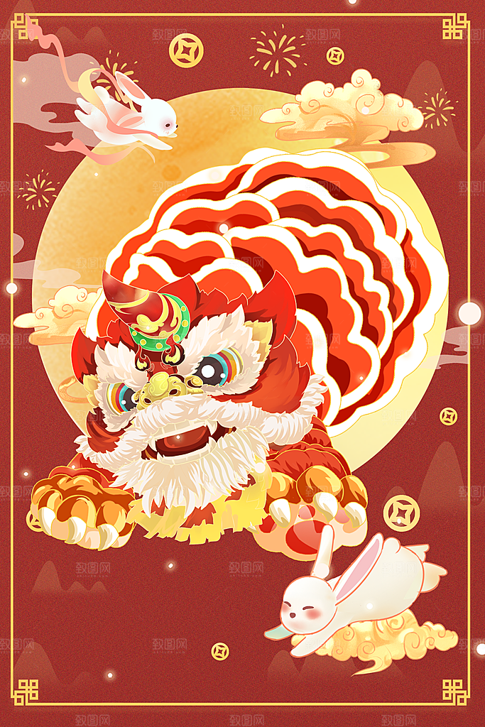 中国风兔子新年插画