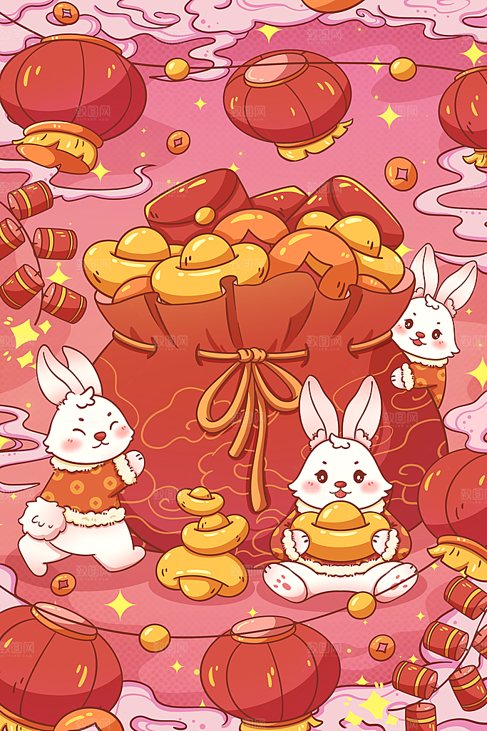 中国风兔子新年插画
