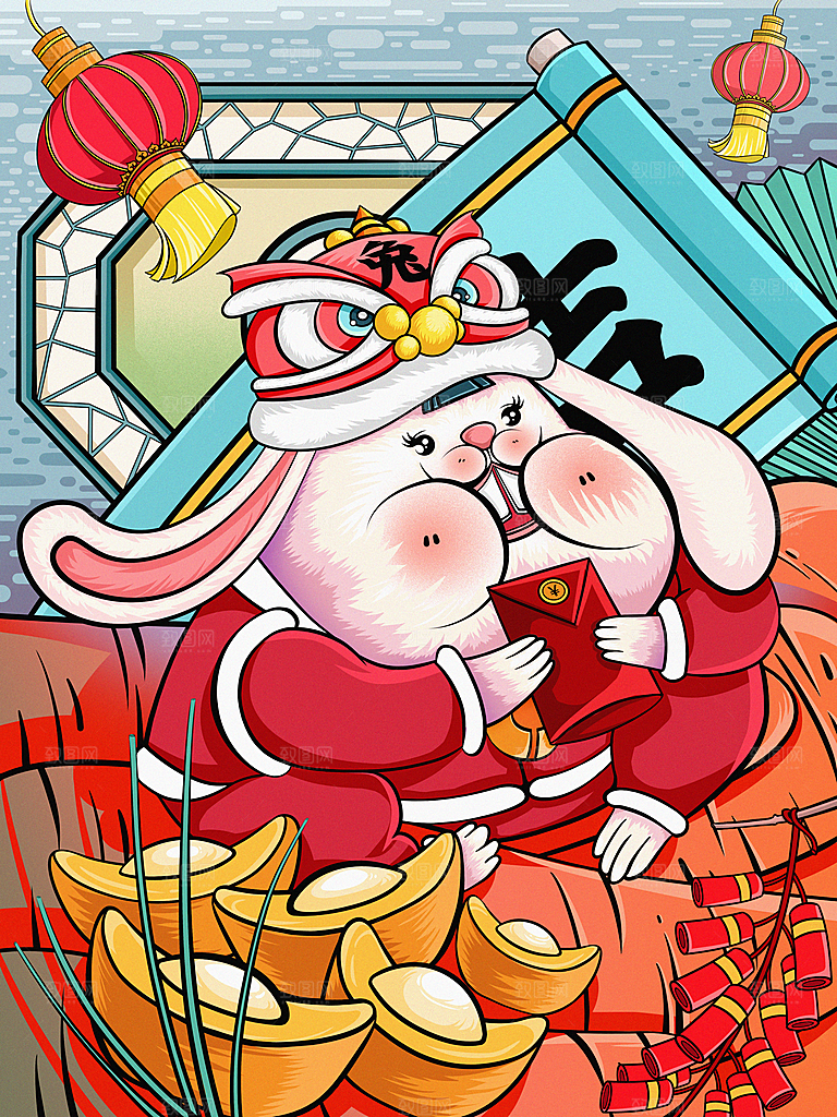 卡通手绘小兔子插画素材