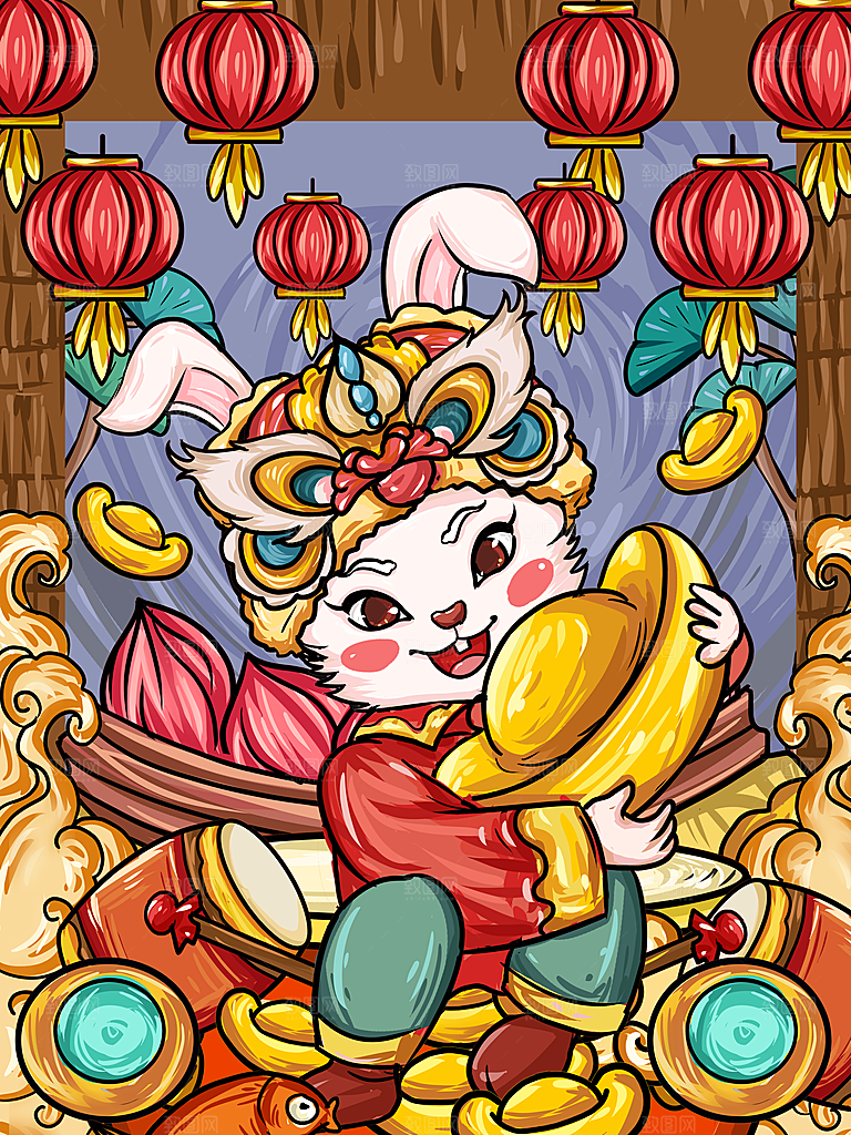 卡通手绘小兔子插画素材