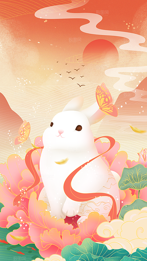 卡通手绘小兔子插画素材