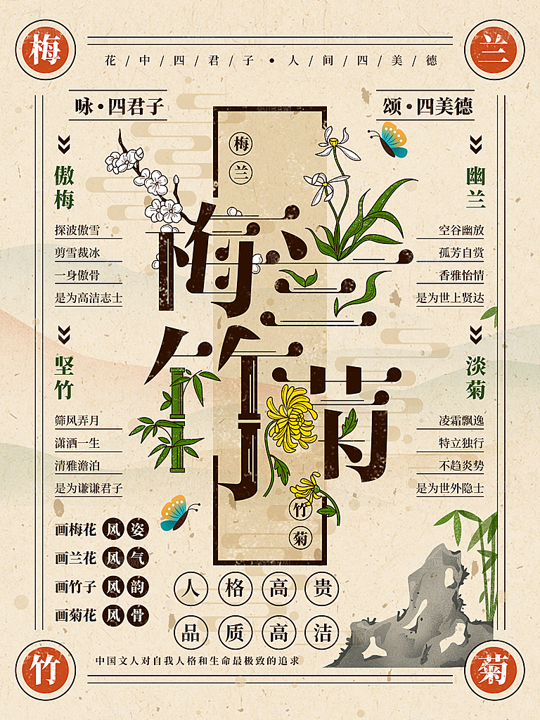 梅兰竹菊宣传海报