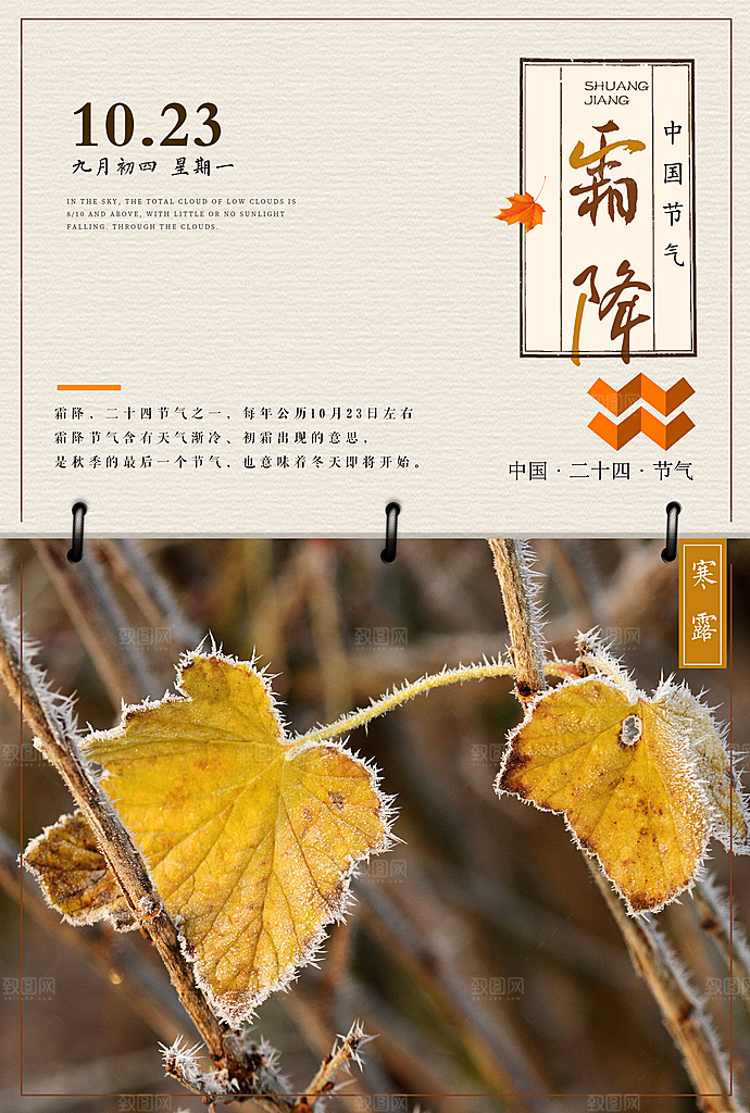 秋天霜降节气海报