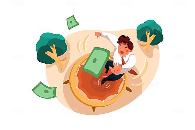 矢量金融商务场景插画