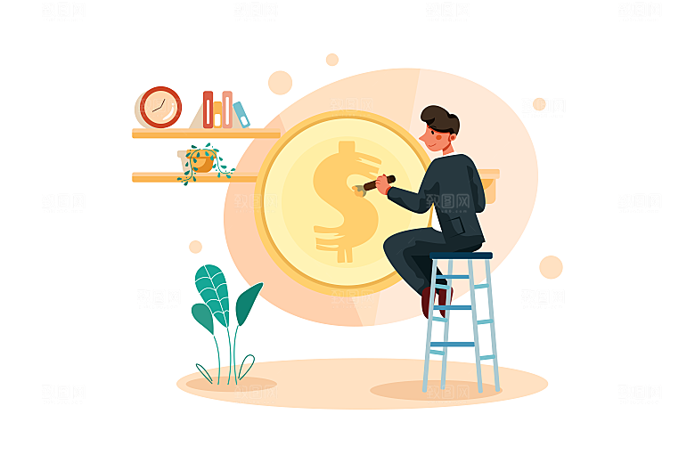 矢量金融商务场景插画