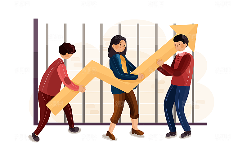 矢量金融商务场景插画