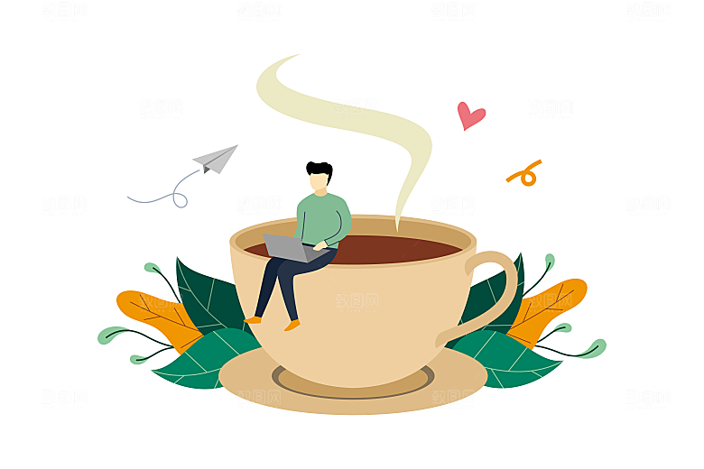绿色生活娱乐办公场景插画