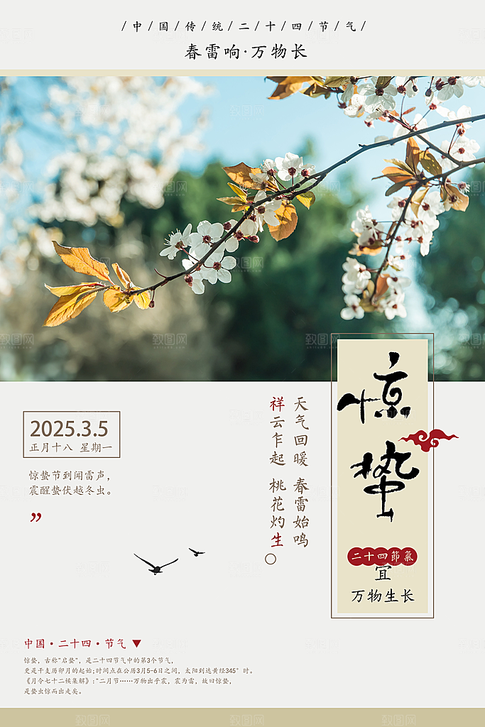 二十四节气宣传海报惊蛰春天海报
