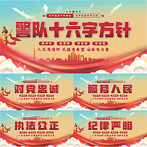 警队十六字方针展板