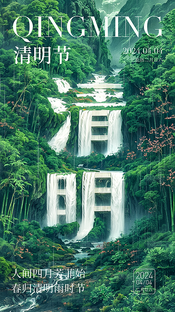 创意清明节节日扫墓踏青海报