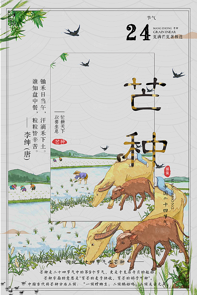 创意手绘芒种节气海报