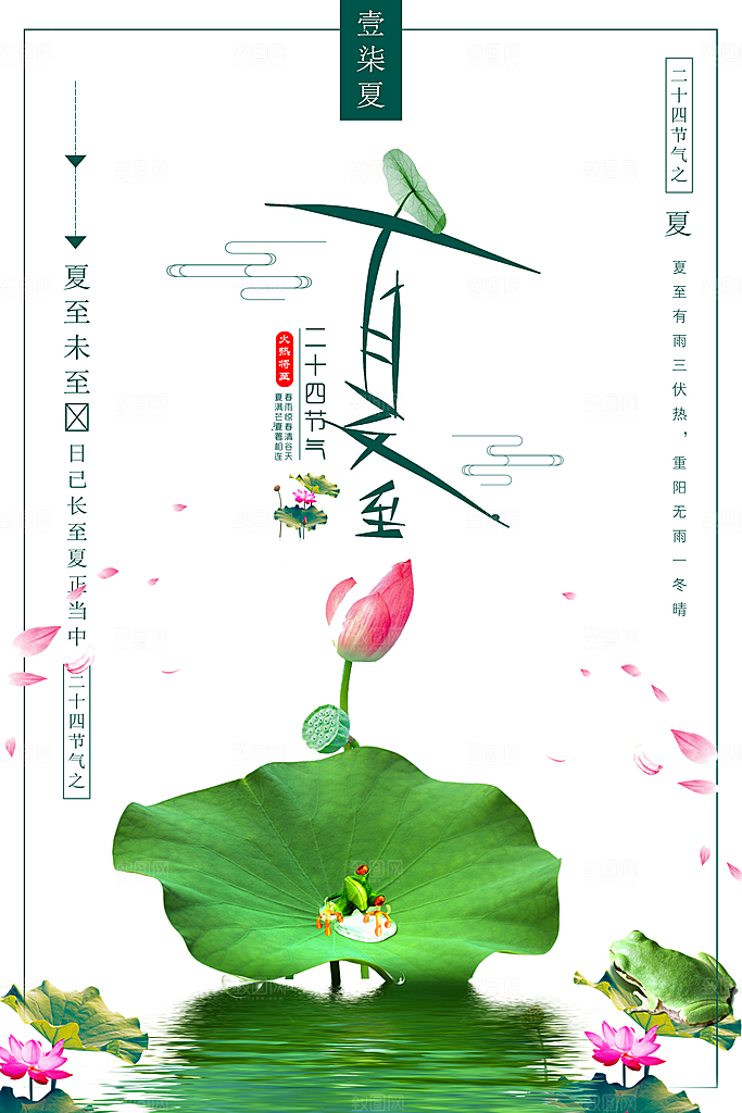 绿色二十四节气夏至海报