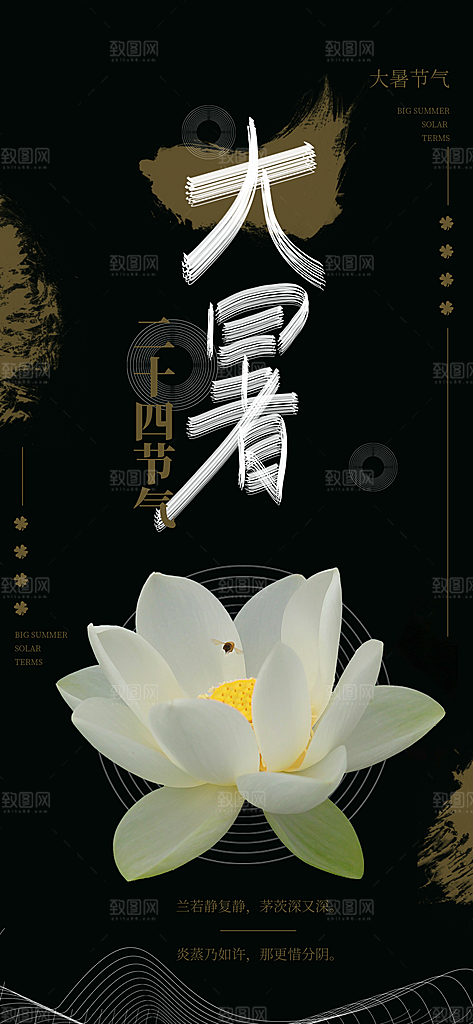 中国传统二十四节气大暑插画海报