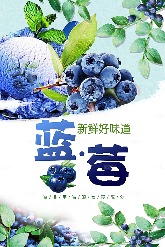 新鲜水果蓝莓海报