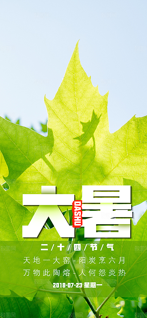 中国传统二十四节气大暑插画海报