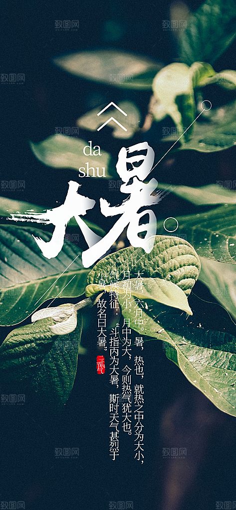 中国传统二十四节气大暑插画海报