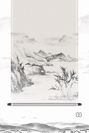 中国风大气卷轴背景