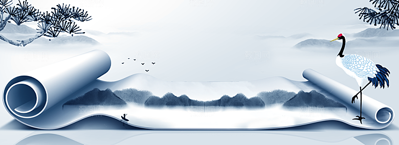 中国风大气卷轴背景