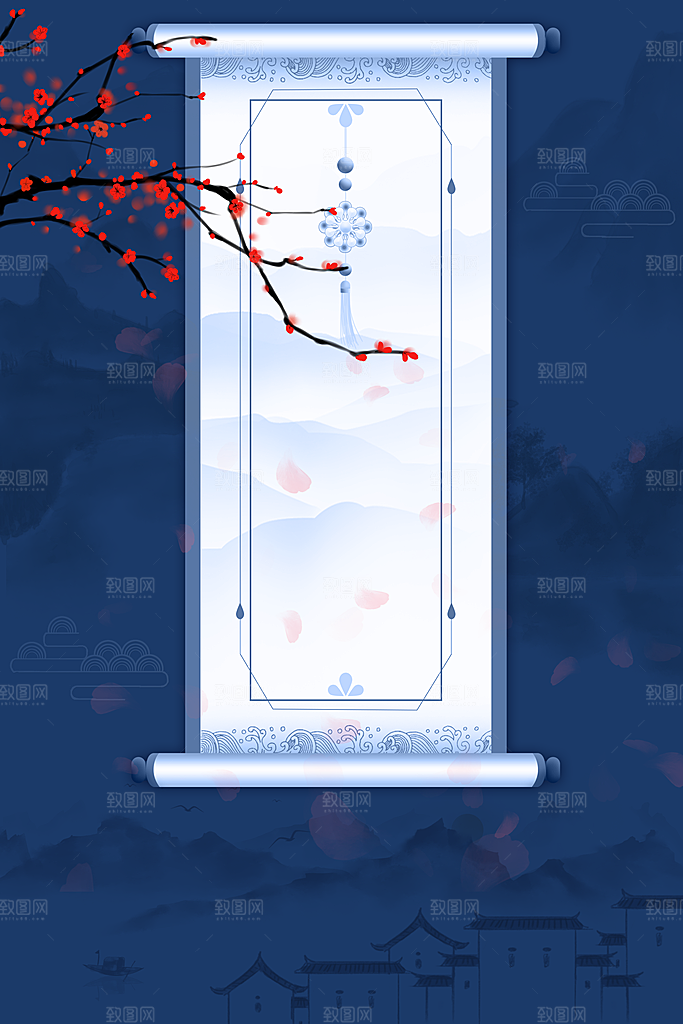 中国风卷轴高端背景模板
