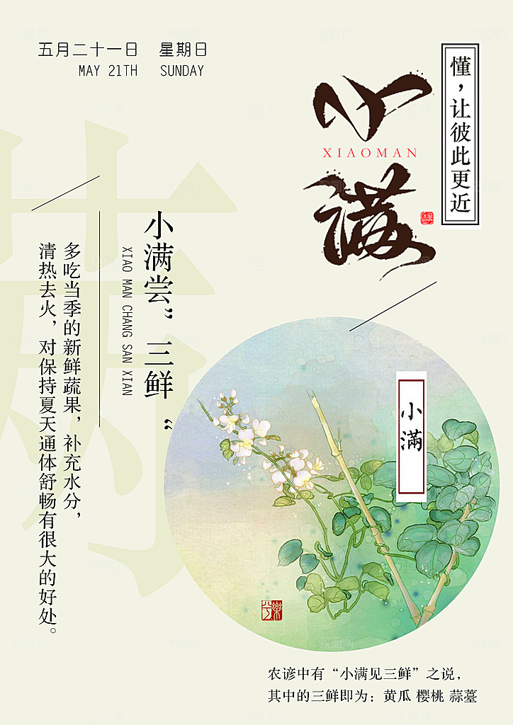 绿色小满二十四节气海报