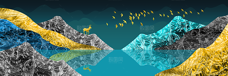中国风新中式大气山水背景素材