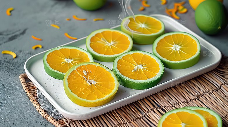 橙子果肉绿色美味高清水果新鲜健康