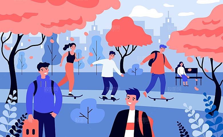 矢量商务办公社交工作插画场景