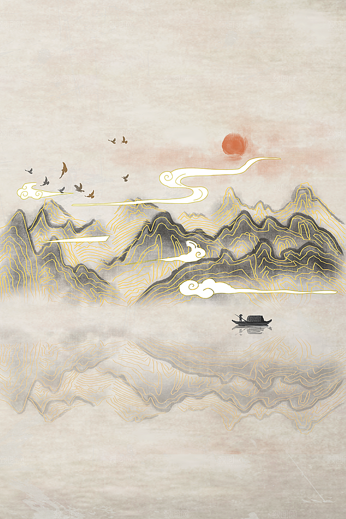 中国风大气山水背景