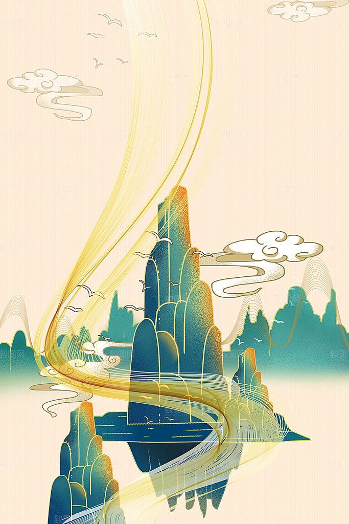 中国风大气山水背景