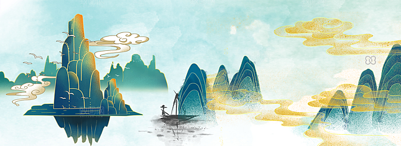 中国风大气山水背景