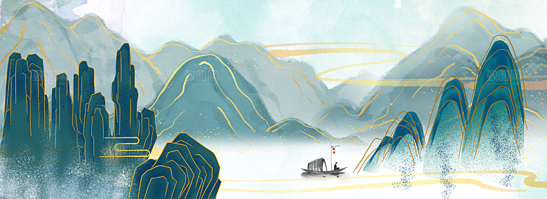 中国风大气山水背景