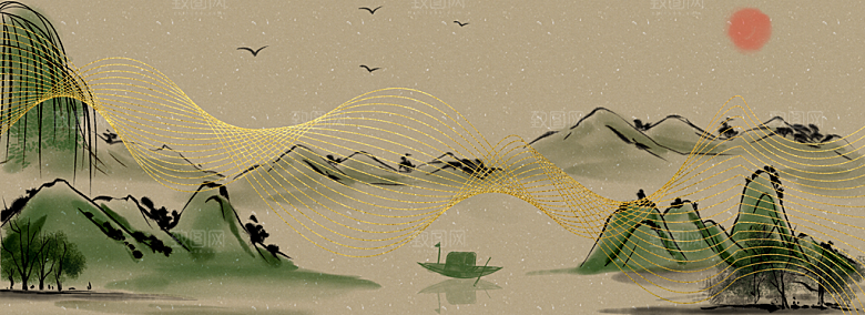 中国风大气山水背景