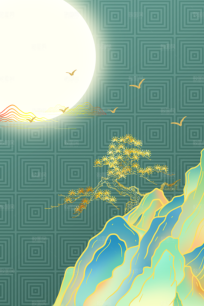 中国风大气山水背景素材
